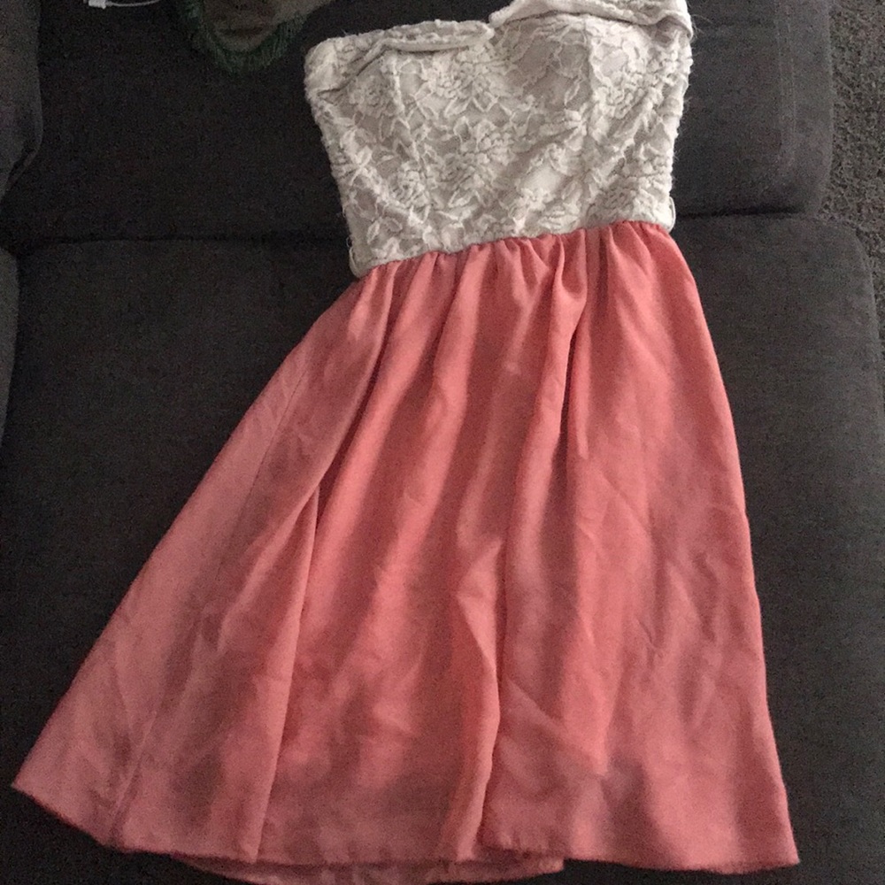 Strapless pink dress
